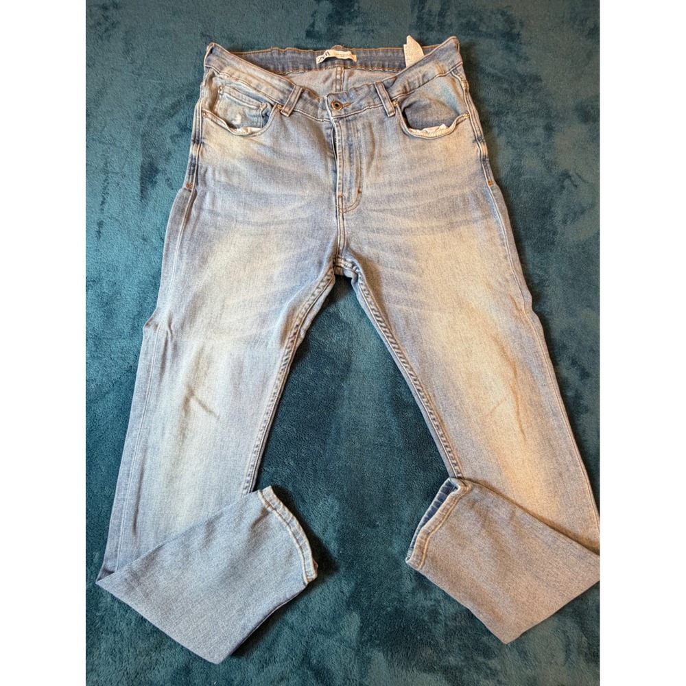 Zara Man Light Wash Slim Fit Denim Jeans Blue Size 34 EUR 44 Made in Morocco - Picture 1 of 3